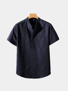 Camicia Wellspring in lino con collo serafino - Aurelio Club