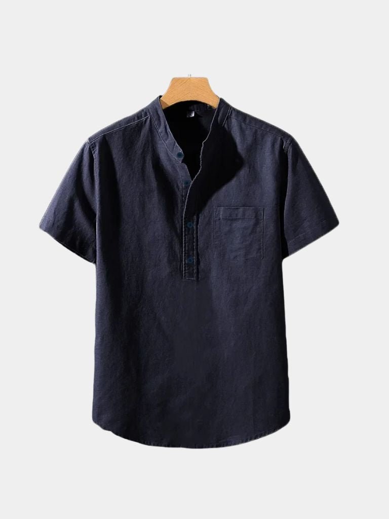 Camicia Wellspring in lino con collo serafino - Aurelio Club