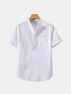 Camicia Wellspring in lino con collo serafino - Aurelio Club