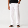 Pantaloni uomo dritti con coulisse, effetto lino